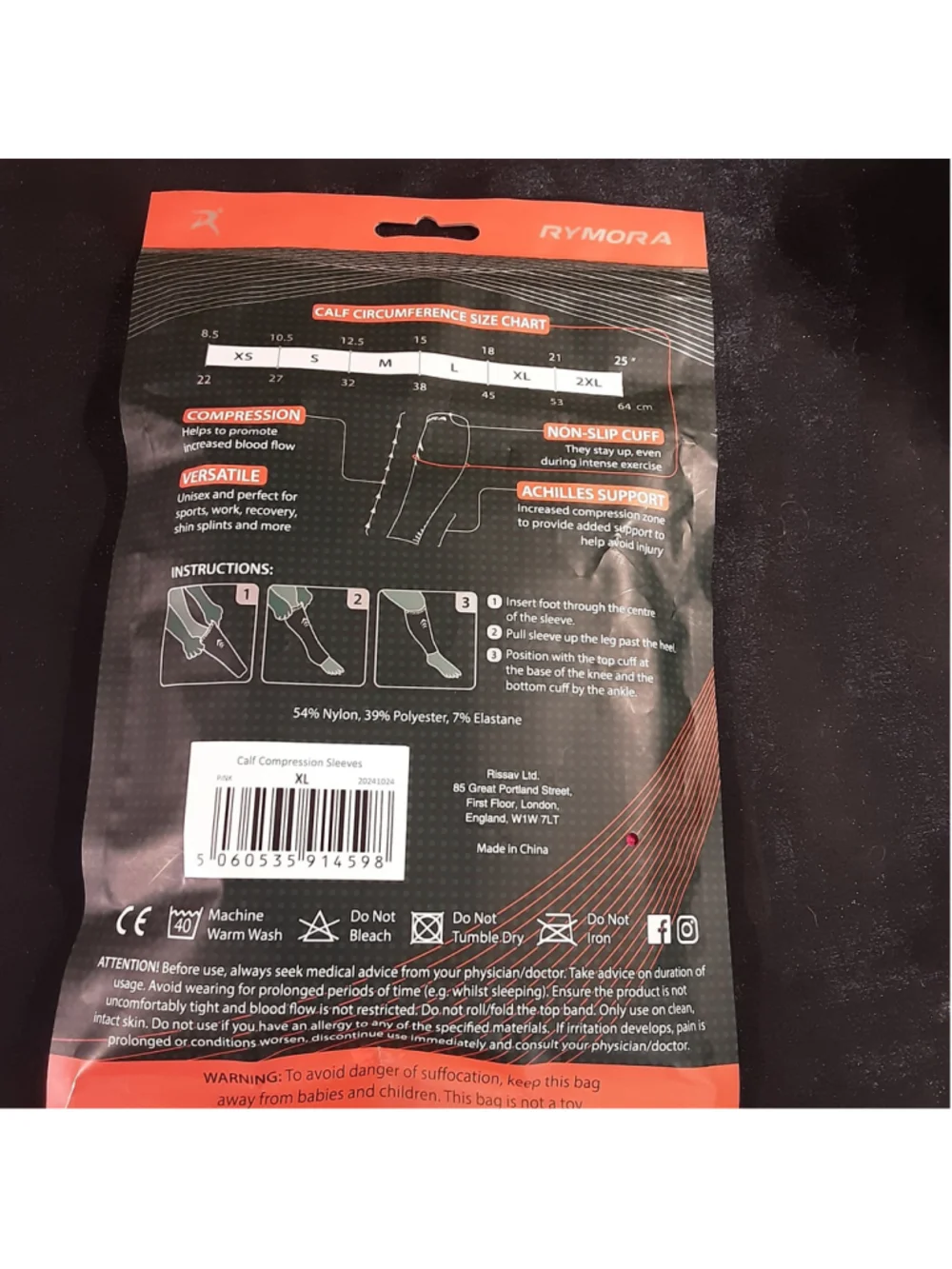 Unisex RYMORA Hosiery & Socks One Size Pink Calf Compression Sleeves Brand New